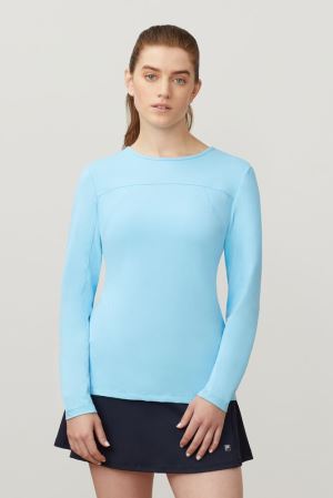 FILA Uv Blocker Long Sleeve Top Shirts Blue,Womens Tennis | CA.LNMTGD705